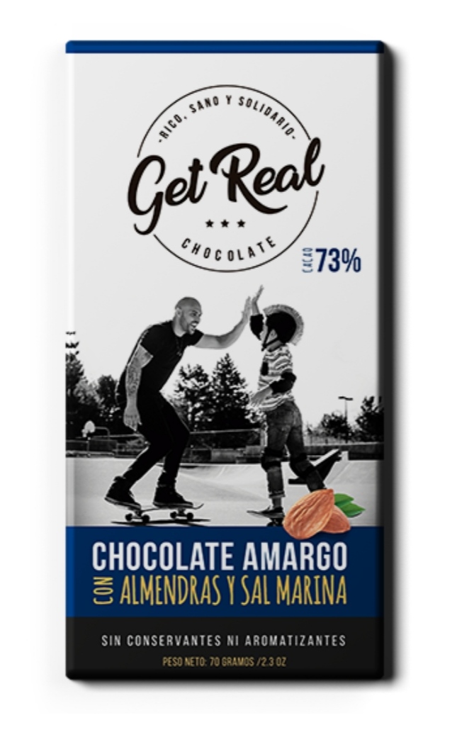 Chocolate amargo 73% almendras y sal marina