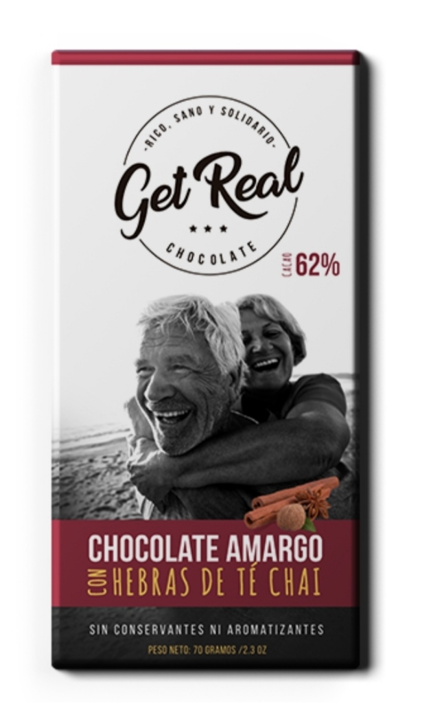 Chocolate amargo 62% cacao con té chai